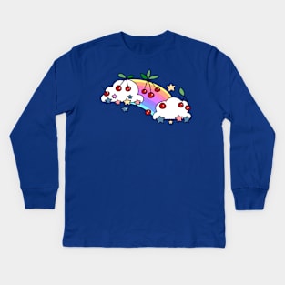 Cherry Rainbow Clouds Kids Long Sleeve T-Shirt